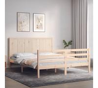 Bedframe met hoofdbord massief hout3194476