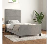 vidaXL Cadre de lit avec tête de lit Gris clair 100x200 cm Velours
