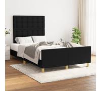 Cadre de Lit avec Tête de Lit Noir 120x200 cm Tissu Rembourré Double vidaXL