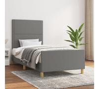 vidaXL Cadre de lit avec tête de lit Gris foncé 90x200 cm Tissu