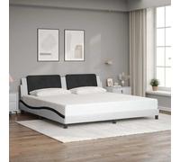 vidaXL Cadre de lit avec tête de lit rembourrée Similicuir blanc et noir 140x190 cm
