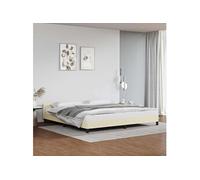 Vidaxl Cadre De Lit Avec Tête De Lit Crème 200x200 Cm Similicuir