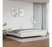 Vidaxl Cadre De Lit Avec Tête De Lit Crème 200x200 Cm Similicuir