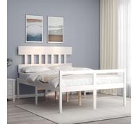 Vidaxl Lit Pour Personne Âgée Et Tête De Lit 120x200 Cm Bois Massif Blanc