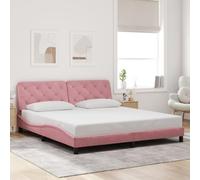 Cadre de lit avec tête de Velours Rose 180x200 cm, Design Moderne à Lattes de contreplaqué pour Un Soutien Optimal, lit sans Matelas pour Chambre Adulte