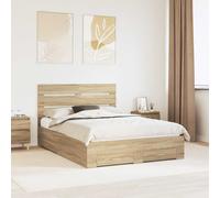 vidaXL Cadre de lit avec tiroir Sonoma – Gris et argent – 75 x 190 cm