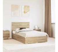 vidaXL Cadre de lit avec tiroir Sonoma – Gris et argent – 75 x 190 cm