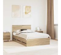 vidaXL Cadre de lit Chêne Sonoma 120 x 190 cm Bois d'ingénierie avec tiroir et tête de lit moderne