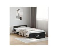 Cadre de lit avec tiroir noir 90x190 cm bois d'ingénierie, lit, lit de rangement, cadre de lit simple, lit simple, meuble de chambre, sommier