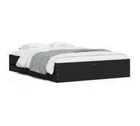 Cadre de lit avec tiroirs 150 x 200 cm - Lit moderne en bois noir avec espace de rangement pour plus d'ordre - Parfait pour les chambres dans les petits appartements