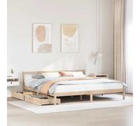 Cadre de Lit avec Tiroirs Adulte Chambre Intérieur Bois de Pin Massif vidaXL