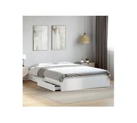 Cadre de lit avec tiroirs blanc 150x200 cm bois d'ingénierie, lit, lit de rangement, cadre de lit double, lit double 3280650