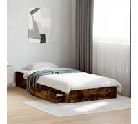 Cadre de Lit avec Tiroirs, Bois d'Ingénierie, Design Moderne, Lit Une Place, Bed Frame, pour Chambre Adulte ou Enfant, Chêne Fumé, 90x190 cm