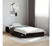 Cadre de Lit avec Tiroirs, Bois d'Ingénierie Noir, Structure Moderne et Robust, Lit Une Place, Cadre de Lit avec Rangement, pour Chambre Adulte ou Lit Enfant, 90x190 cm