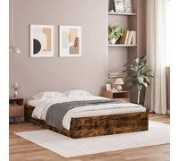 Cadre de Lit avec Tiroirs, Bois d'Ingénierie, Structure Renforcée, Lit Une Place, Cadre de Lit Moderne, pour Chambre Adulte ou Lit Enfant, Chêne Fumé, 120x190 cm