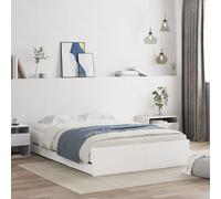 vidaXL Cadre de Lit avec Tiroirs, Lit Simple avec Sommier à Lattes, Lit Adulte, Meuble de Chambre, Moderne, Blanc 90x190 cm Bois d'Ingénierie