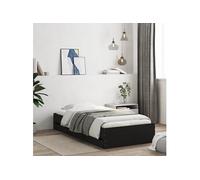 Cadre de Lit avec Tiroirs, Lit Simple avec Sommier à Lattes, Lit Adulte, Meuble de Chambre à Coucher, Noir 90x200 cm 3207295