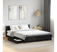 Vidaxl Cadre De Lit Avec Tiroirs Sans Matelas Noir 75x190 Cm Marron
