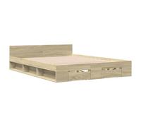 vidaXL Cadre de lit à tiroirs chêne sonoma 160x200cm bois d'ingénierie, lit, lit de rangement, cadre de lit double, lit double Marron
