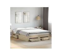 vidaXL Cadre de lit avec tiroirs sans Matelas chêne Sonoma 160x200 cm