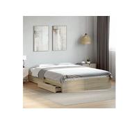 vidaXL Cadre de lit avec tiroirs sans Matelas chêne Sonoma 160x200 cm