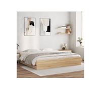 vidaXL Cadre de lit avec tiroirs sans matelas chêne Sonoma 180x200 cm marron