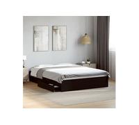 vidaXL Cadre de lit et tiroirs noir 120x190 cm bois d'ingénierie, lit, lit de rangement, cadre de lit double, lit double, meuble de chambre à coucher Noir