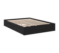 vidaXL Cadre de lit et tiroirs noir 120x190 cm bois d'ingénierie, lit, lit de rangement, cadre de lit double, lit double, meuble de chambre à coucher Noir