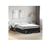 vidaXL Cadre de Lit avec Tiroirs, Sommier à Lattes, Lit Adulte, Lit Double de Chambre à Coucher Intérieur, Noir 135x190 cm 3280406 Noir G