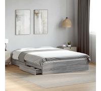 vidaXL Cadre de lit avec tiroirs Sonoma Gris 140x200 cm – Lit double avec rangement