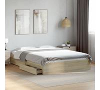vidaXL Cadre de lit avec tiroirs - Chêne Sonoma 75x190 cm - Sans matelas - Multicolore