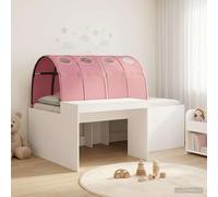 vidaXL Cadre de lit avec Tunnel 3 pcs Blanc et Rose Bois d'ingénierie, Cadre de lit Moderne, Meuble rectangulaire, Design Gain de Place, Support à Lattes en Bois, Solution Efficace