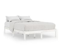 Cadre De Lit Base À Lattes Pin Massif Blanc 120x190 Cm Petit Double Blanc