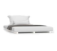 vidaXL Cadre de lit Lit double avec sommier à lattes Bois de pin massif Blanc 140x190 cm