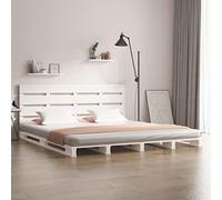 Cadre de lit Blanc 160x200 cm Bois de pin Massif sans Matelas, Design Moderne pour Chambre à Coucher, Structure Robuste et Durable, Facile à Monter, Parfait pour Maison et Appartement