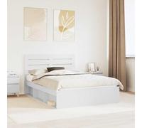 Cadre de Lit Blanc 160x200 cm en Pin Massif, Tête de Lit Incluse, Design Moderne Durable, Support Robuste pour Matelas King Size, Montage Facile