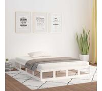 Cadre de Lit Blanc 160x200cm Bois Massif Double Adulte Sommier à Lattes vidaXL