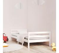 Cadre de Lit Blanc 90x190cm Bois de Pin Massif Rembourré Simple Sommier vidaXL