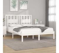 vidaXL Cadre de lit en pin massif blanc 140x190 cm avec double sommier Adulte