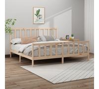 Cadre de Lit Blanc Bois de Pin Massif 160x200 cm Double Sommier Adulte vidaXL