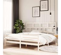 Cadre de Lit Blanc Bois de Pin Massif 200x200 cm Adulte Sommier Double vidaXL