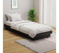 Vidaxl Cadre De Lit Gris Bois Massif 135x190 Cm Double Marron