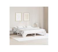 Cadre de Lit Blanc Bois Massif 180 x 200 cm Cadre de Lit 872936