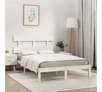 Cadre de Lit Blanc Bois Massif 200x200 cm Sommier Double Adulte Chambre vidaXL