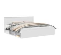 Cadre de lit Blanc en pin Massif 200 x 200 cm avec tête de lit, Bois d'ingénierie Durable, Base à Lattes Stable pour Chambre Moderne, Facile à Nettoyer, lit Empereur Confortable