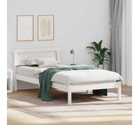 Cadre de lit Blanc en pin Massif 80 x 200 cm avec tête de lit, Design Moderne Minimaliste, Support Solide sans sommier, idéal Chambre Cosy Automne Hiver, Facile à Nettoyer et Assembler