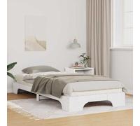 Cadre de lit Blanc en pin Massif 80 x 210 cm, Cadre à Lattes Robuste, Meuble Chambre Durable, lit Simple Moderne pour Un Soutien Confortable et Un Sommeil Serein