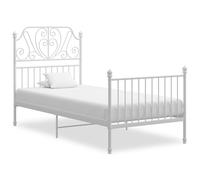 Vidaxl Cadre De Lit Blanc Métal 90x200 Cm Blanc