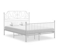 Cadre de Lit Blanc Métal 140x200 cm Lit Double Lit d'Adultes Maison vidaXL
