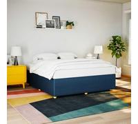 Cadre de lit bleu 180x200 cm en tissu polyester sans matelas, structure robuste avec lattes et pieds stables pour chambre adulte et chambre d'amis, sommier tapissier design un sommeil reposant